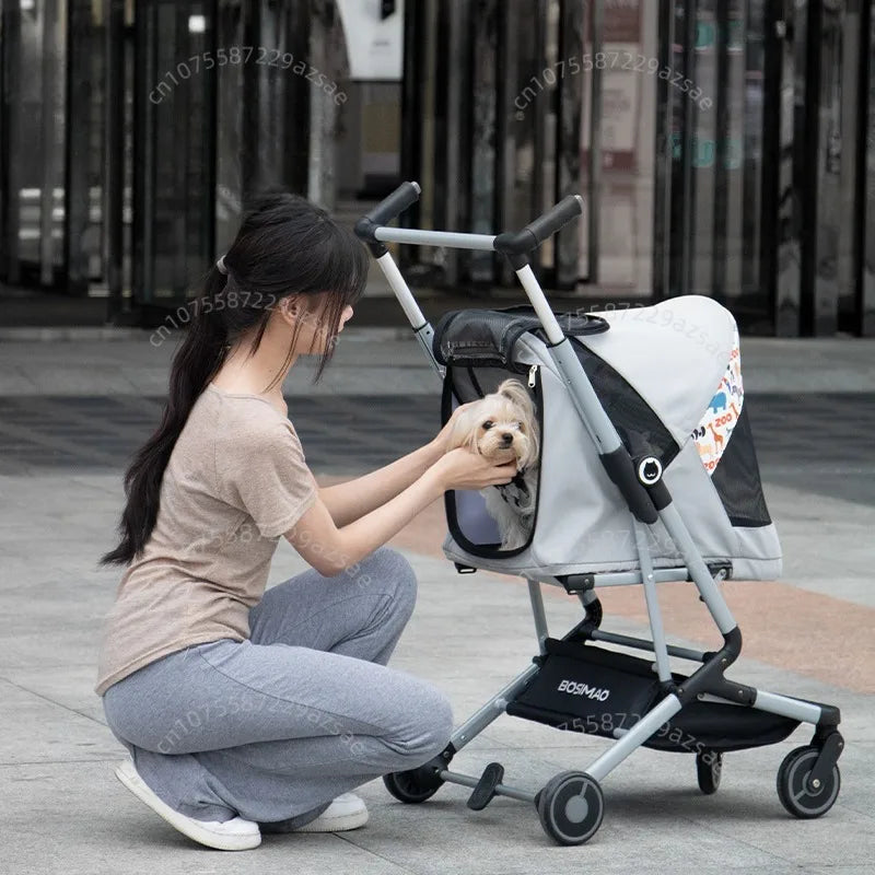 Ultra-Light Foldable Pet Stroller for Cats & Dogs — Dual-Pet