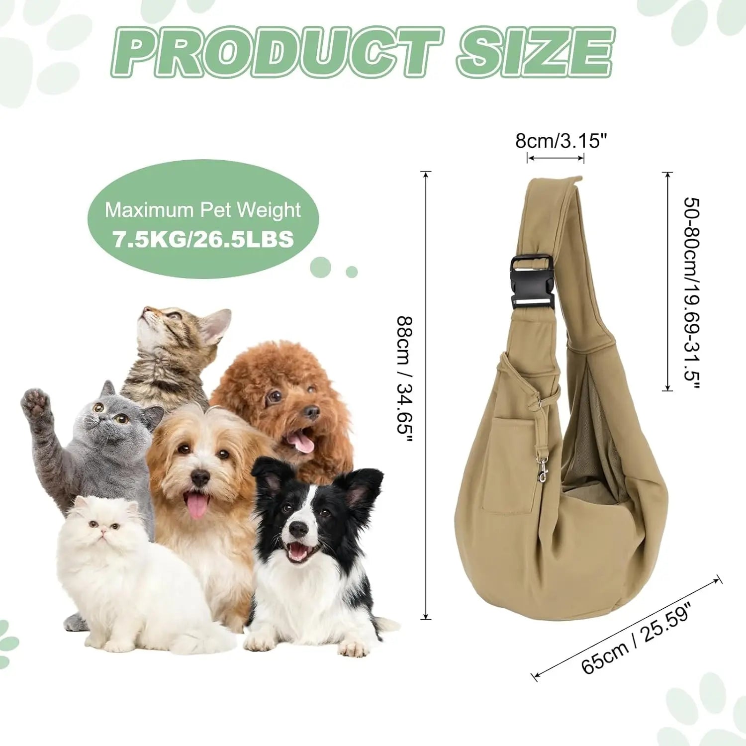 Dog & Cat Crossbody Sling Carrier (Breathable Mesh, Up to 16.5 lbs)
