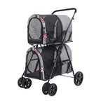 Luxury Double Pet Stroller for Large Dogs & Cats — 4-Wheel Travel Carriage for Two Pets