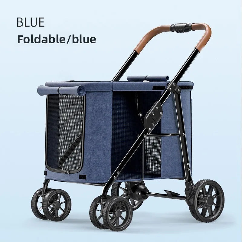 4-Wheel Adjustable Washable Waterproof Foldable Pet Stroller