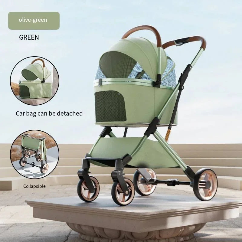 Separable Pet Stroller with Detachable Multifunctional Bag — One-Click Fold Cat & Dog Travel Cart