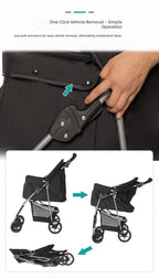 Easy-Fold Pet Travel Carriage Stroller for Small Dogs & Cats