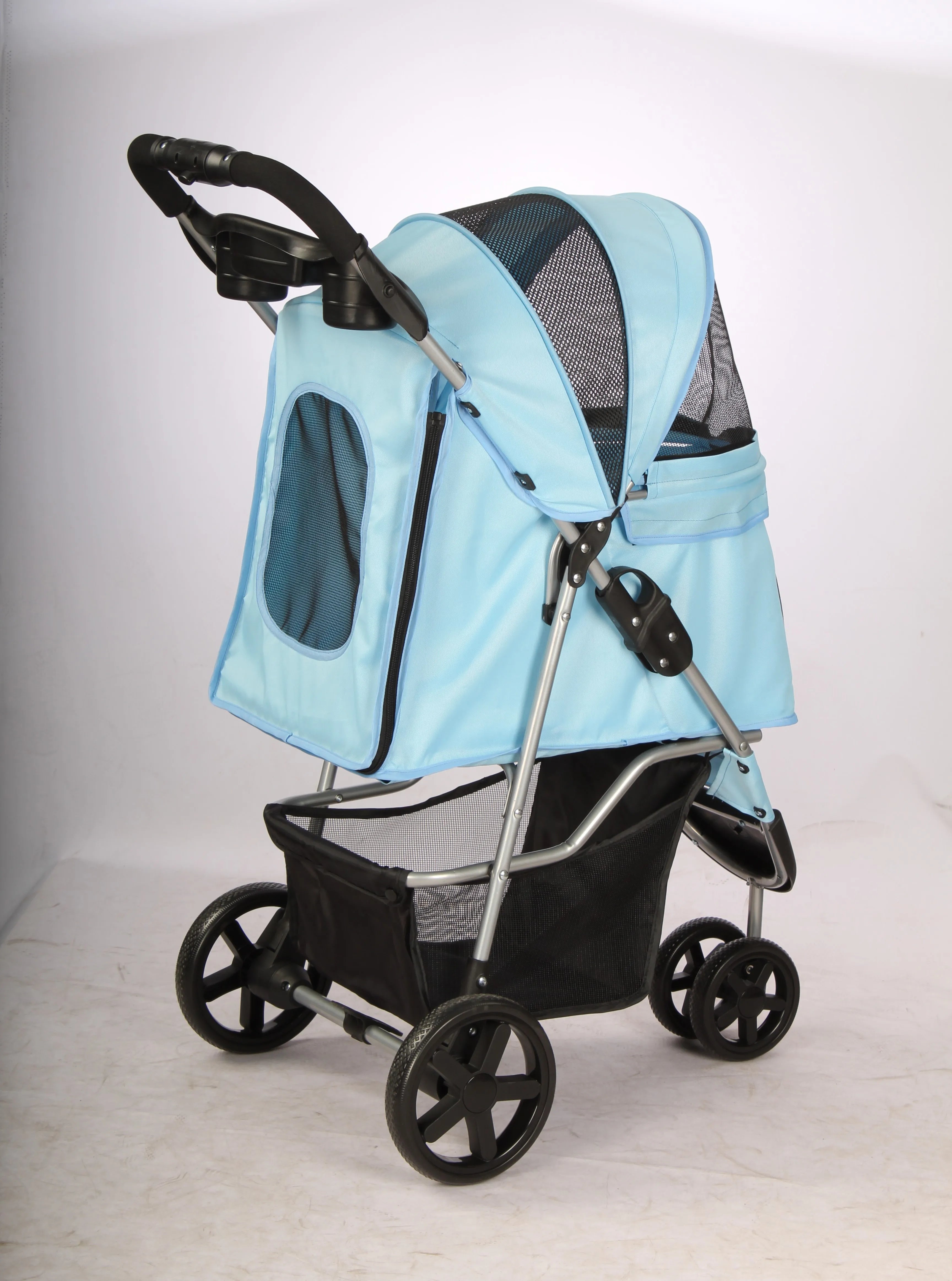 Luxury 3-Wheel Foldable Pet Stroller Trolley for Cats & Dogs — Premium Easy-Fold Outdoor Walking Cart