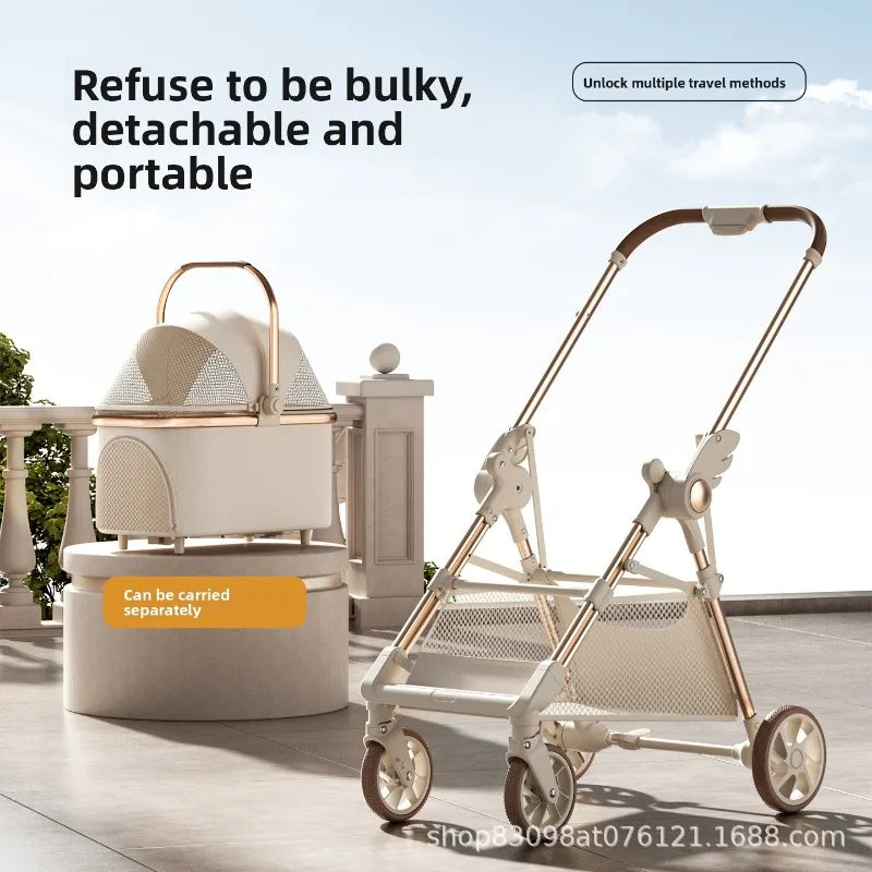 Lightweight Foldable Pet Stroller with Detachable Carrier for Small Dogs & Cats — Portable Walking Cart