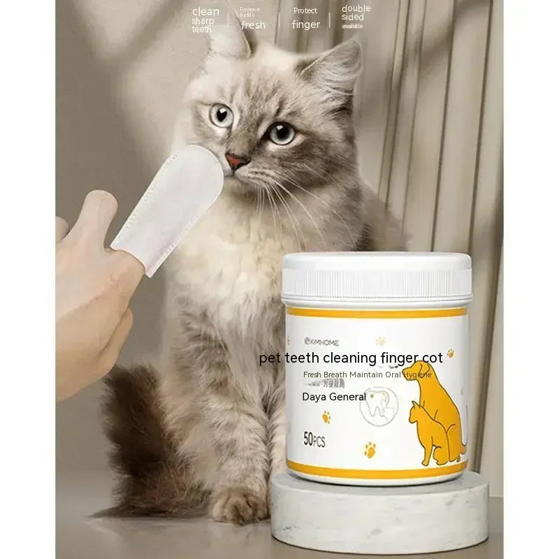 Disposable Pet Hygiene Finger Wipes — Oral, Ear & Eye Cleaning, 50-Count