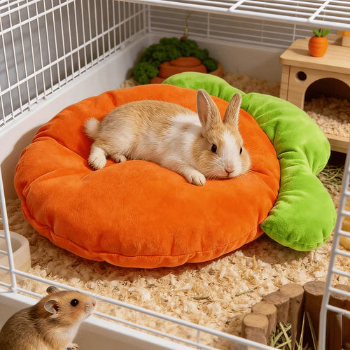 Carrot-Shaped Pet Sleeping Mat — Soft Breathable Bed for Small Animals