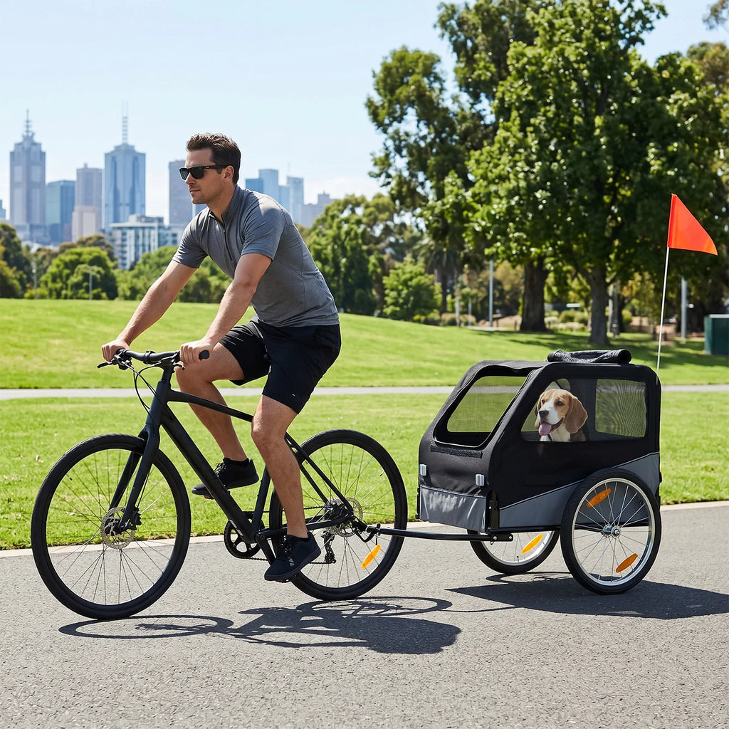 Heavy-Duty Steel Frame Dog Bicycle Trailer with 100 lb Capacity & Oxford Fabric