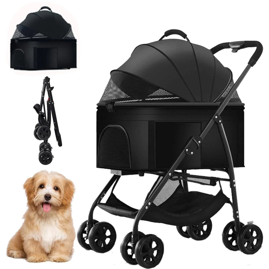 3-in-1 Pet Stroller & Wagon with Removable Carrier for Medium Dogs Up to 55 lbs — Foldable Travel System