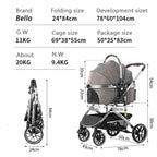 Bello Pet Trolley Stroller for Dogs & Cats — Multi-Function Travel Cart with Carrier Compartment