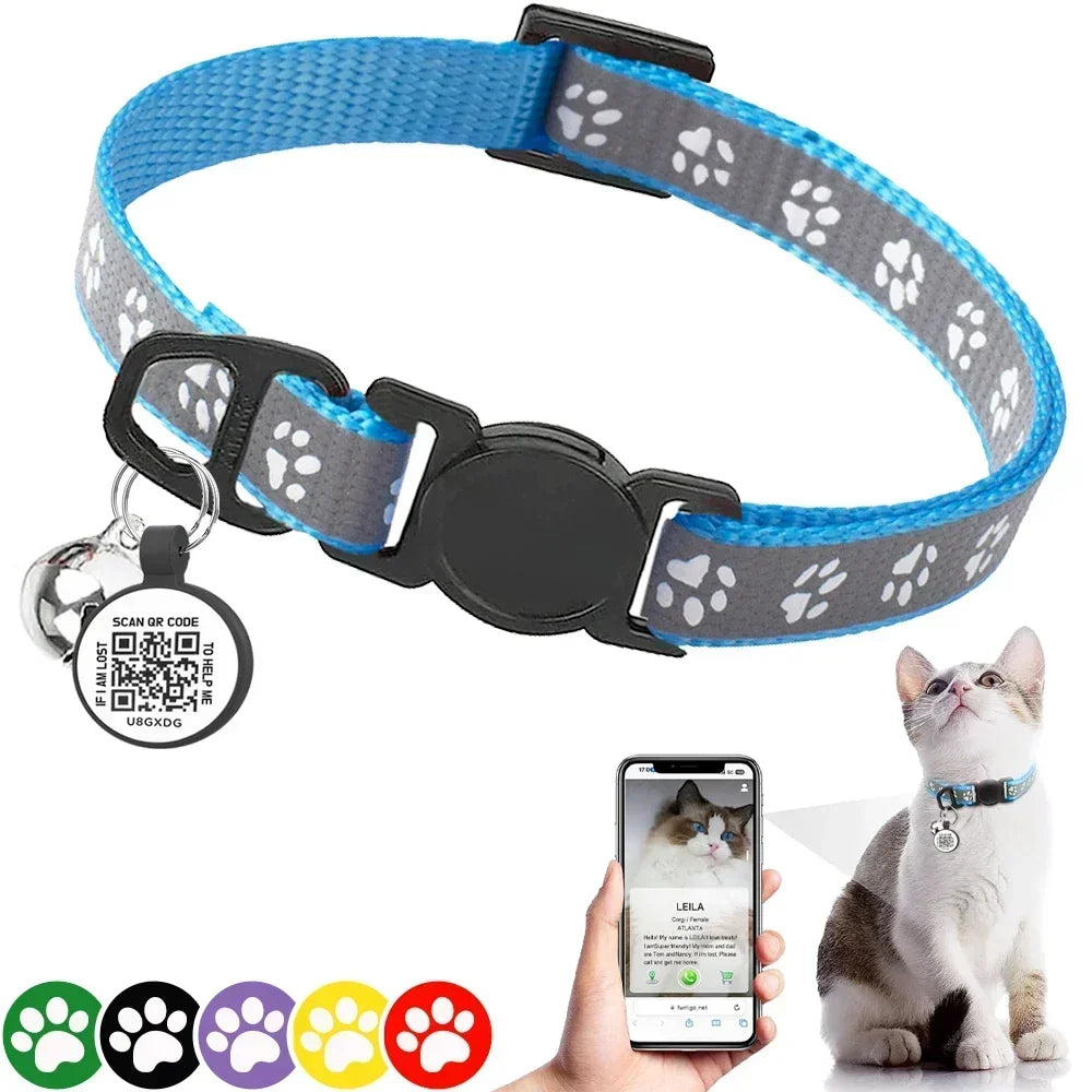 Reflective Cat Collar with QR Code ID Tag