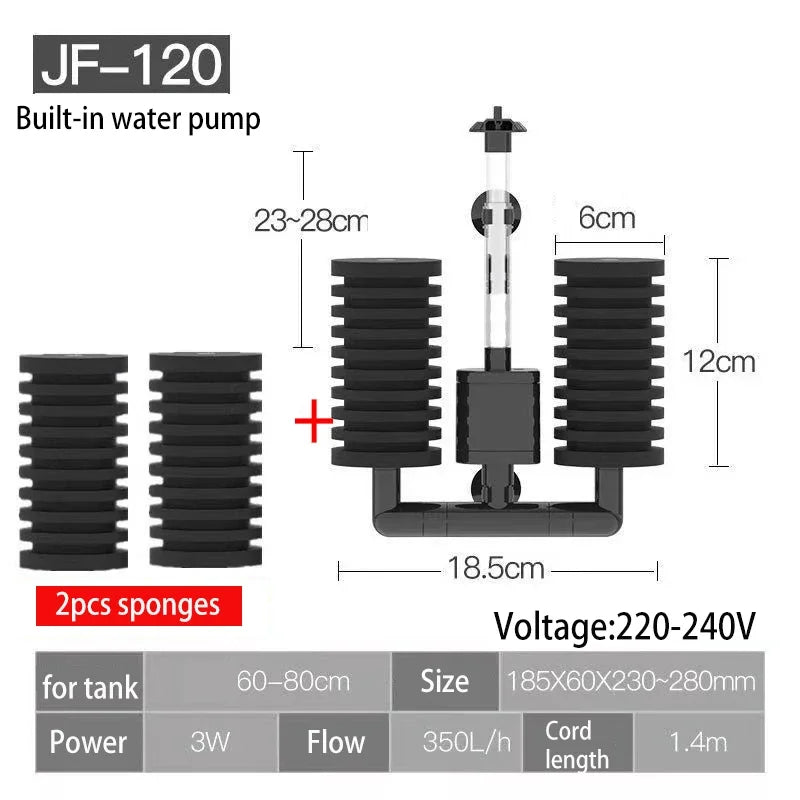 Submersible Aquarium Filter with Bio Media Balls 220V