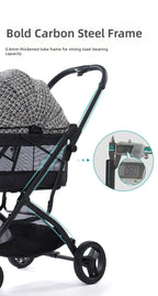 Portable Foldable Pet Stroller for Small Cats & Dogs with All-Terrain Wheels & Adjustable Handle