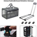 Large Rolling Pet Carrier with Wheels up to 30lbs (Breathable, Collapsible)