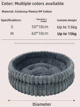 Round Velvet Pet Nest Bed with Removable Cover