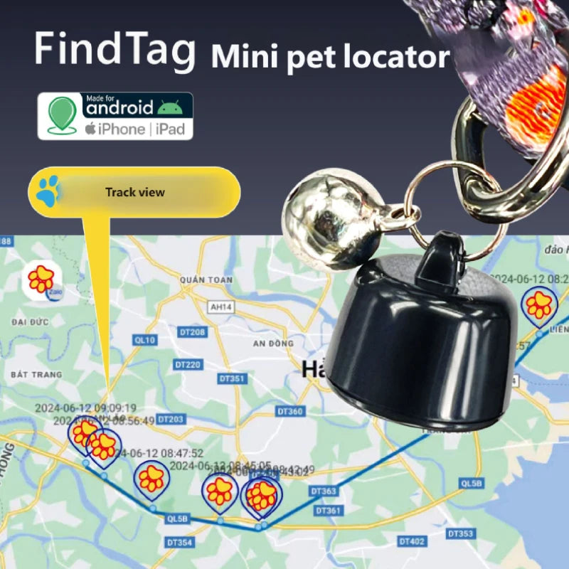 Mini GPS Pet Locator for Birds, Dogs & Cats - 3-Day Movement History (iOS & Android)