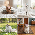Crown Style Pet Hair Bow Ties 20-Pack (Cartoon, Soft Elastic Band)