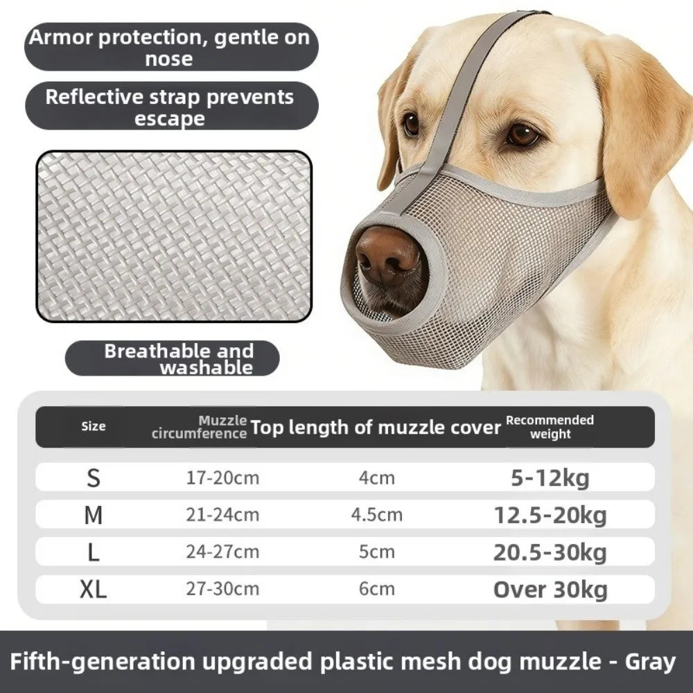 Portable PVC Dog Muzzle (Washable, Multi-Size)