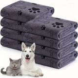 Quick-Dry Microfiber Dog Towel — Paw Print & Bone Design, 1 or 3-Pack