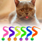Fluffy Tail Bouncy Cat Teaser Ball — Elastic Bounce Mimics Prey