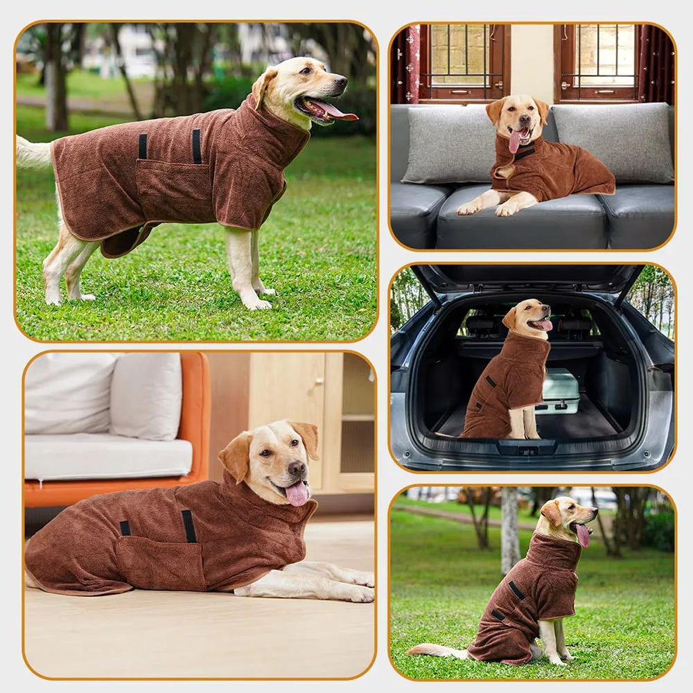 Full-Body Dog Bathrobe — Absorbent Quick-Dry Wrap for Dogs & Cats