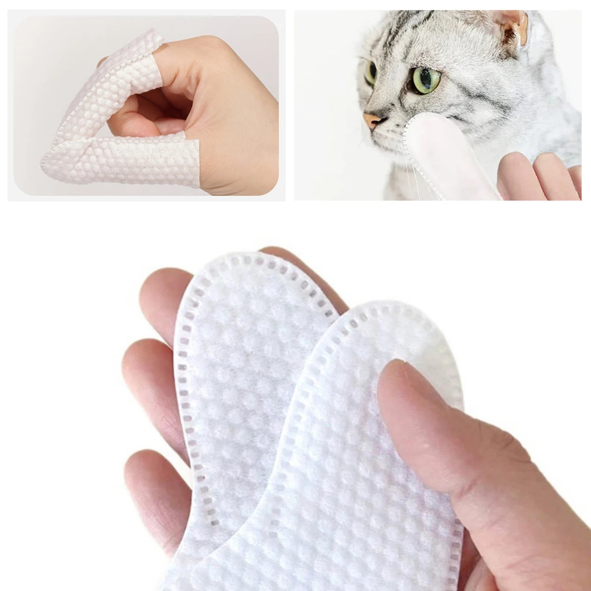 Disposable Pet Finger Cot Wipes — 50-Pack for Teeth, Ears & Eyes