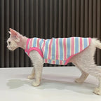 Striped Cat T-Shirt — Stretchy Breathable Slip-On Tank Top