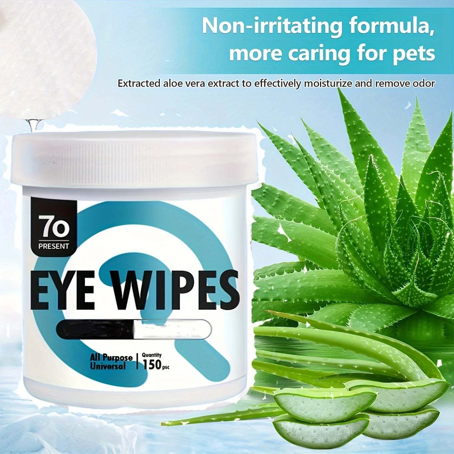 Pet Eye & Ear Wipes — 150-Count Pre-Moistened Cleaning Pads