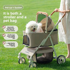 Large Foldable Pet Cart for Medium & Large Dogs & Cats — Separable Sunbathing Outdoor Cart with Wide Cabin