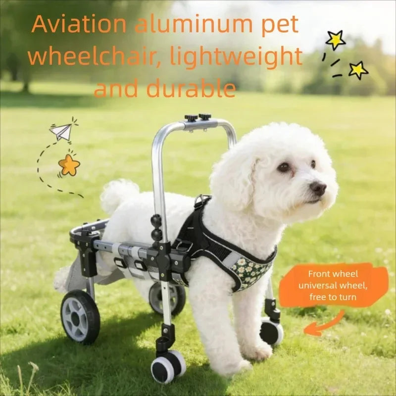 Adjustable Wheeled Pet Mobility Bracket for Disabled & Rehabilitating Dogs & Cats — Walking Aid Cart
