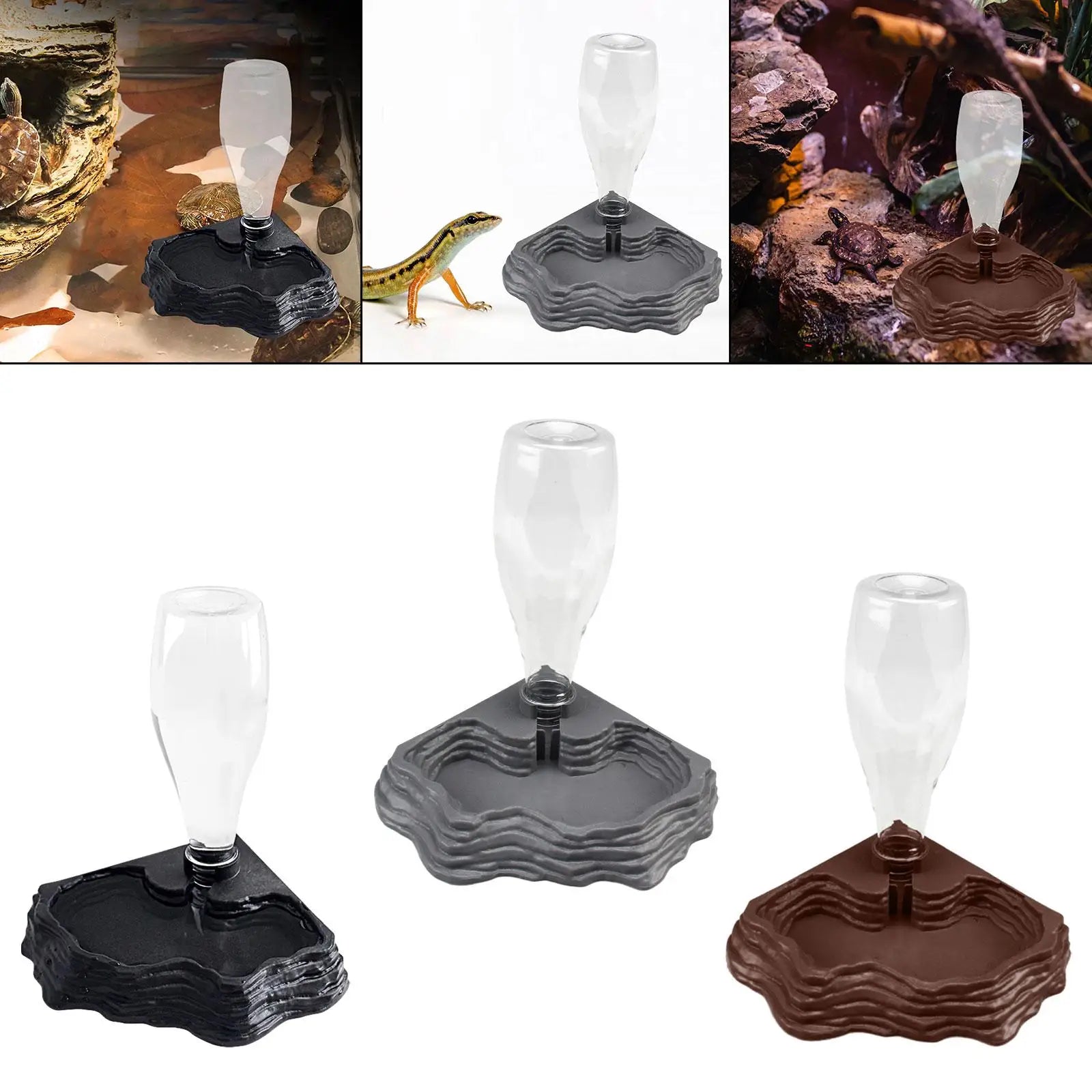 Automatic Reptile Water Dispenser — 400ml Stable-Base Terrarium Bowl