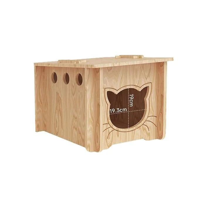 Solid Wood Cat Villa with Integrated Scratching Board