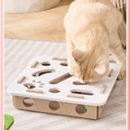 Felt Puzzle Box Cat Toy with Rolling Ball — Indoor Hunt & Dig
