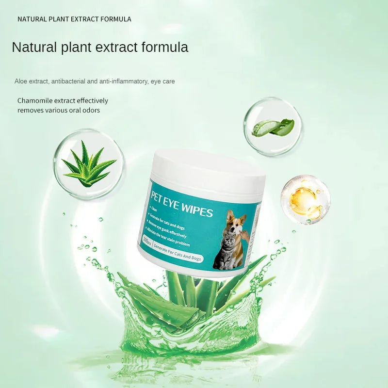 Pet Eye Wipes — Gentle Cotton Cleaning Wipes for Cats & Dogs