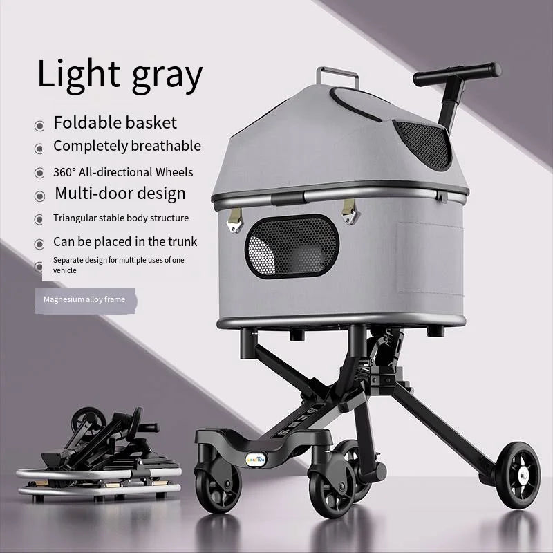 Magnesium Alloy Upgraded Pet Stroller Cart for Dogs & Cats — Lightweight Premium Outdoor Rolling Carrier
