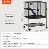4-Tier Rolling Ferret Cage — Large Critter Cage with Ramps & Hammock
