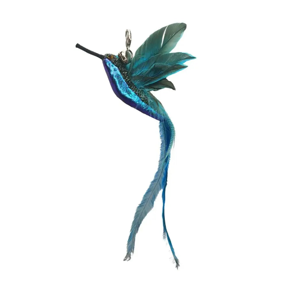 Hummingbird Long Pole Cat Teaser Stick — Interactive Feather Wand Toy for Kittens