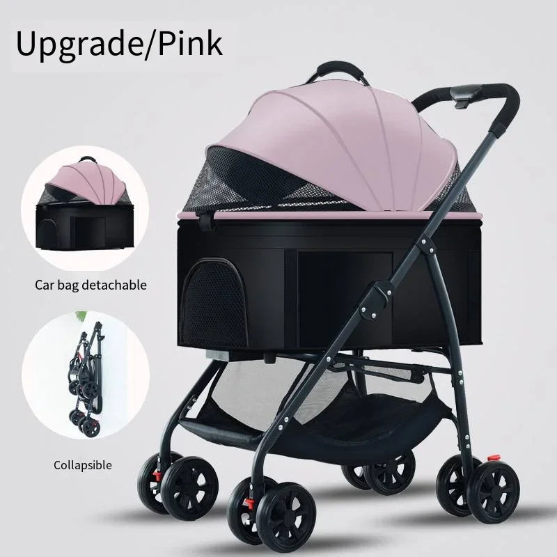 3-in-1 Lightweight Foldable Pet Stroller for Small & Medium Dogs & Cats — Outdoor Carrier with Car Seat Mode