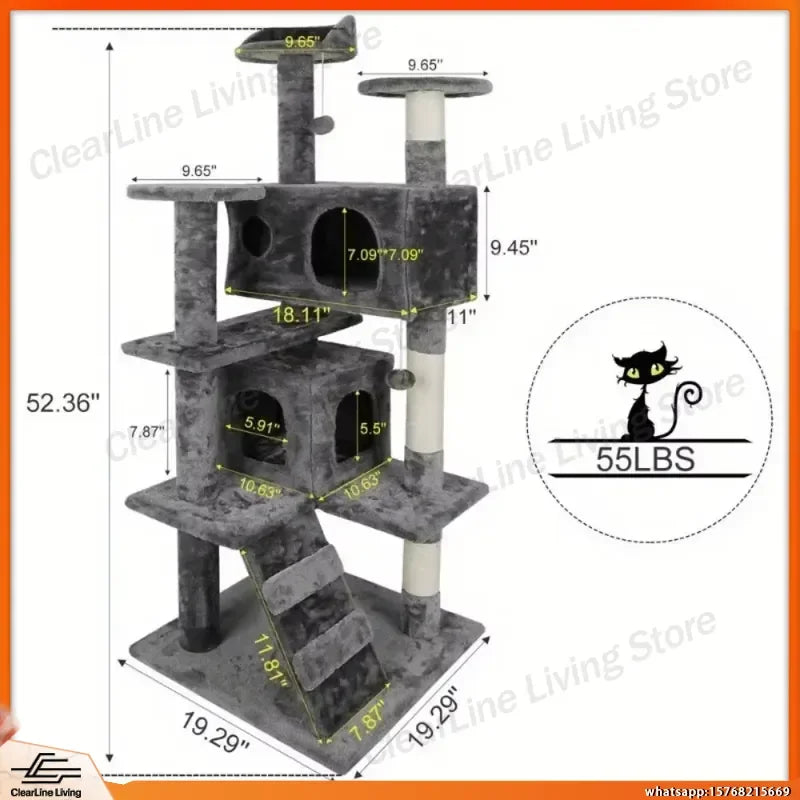 55-Inch Cat Tree Activity Center with Condo