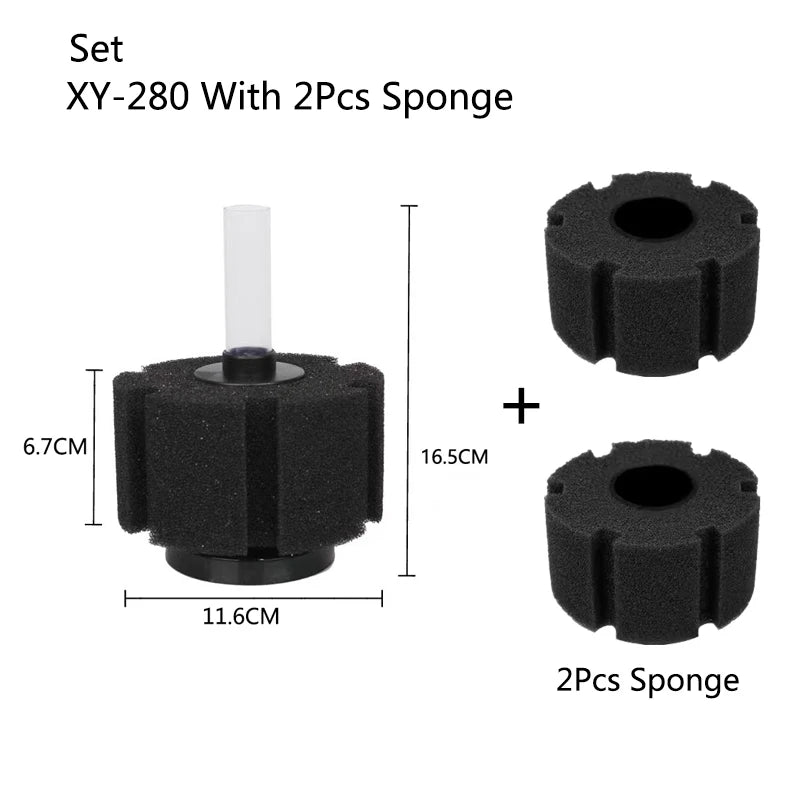 Black Bio Sponge Aquarium Filter (Air Pump Driven, Corner Skimmer, Bio Media)