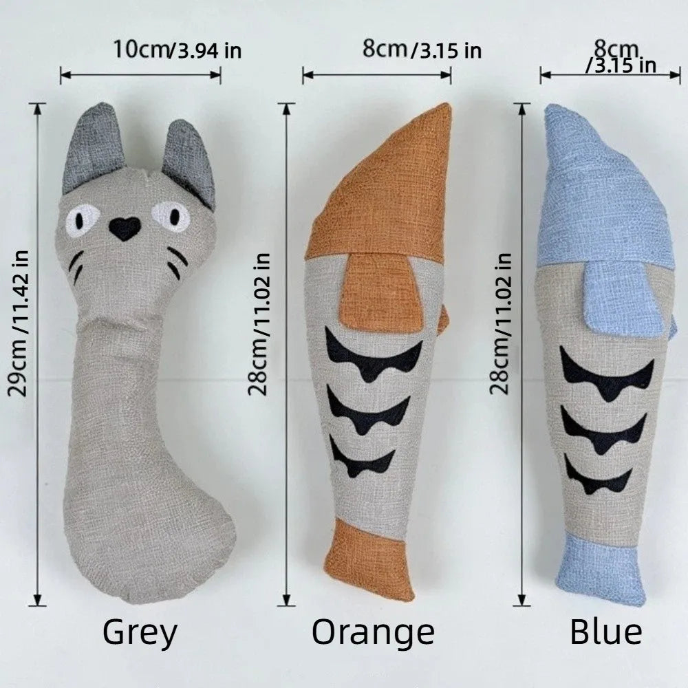 Plush Fish Cat Toy with Bell — Bite-Resistant Squeaky Teaser