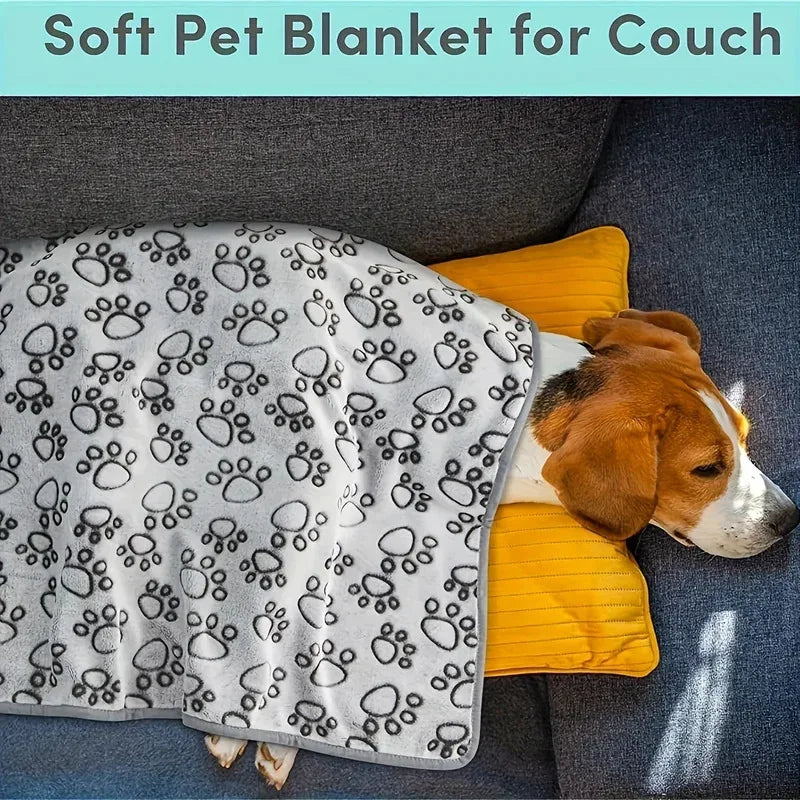 Fluffy Cartoon Print Pet Blanket — Soft Cotton Mat for Cats & Dogs