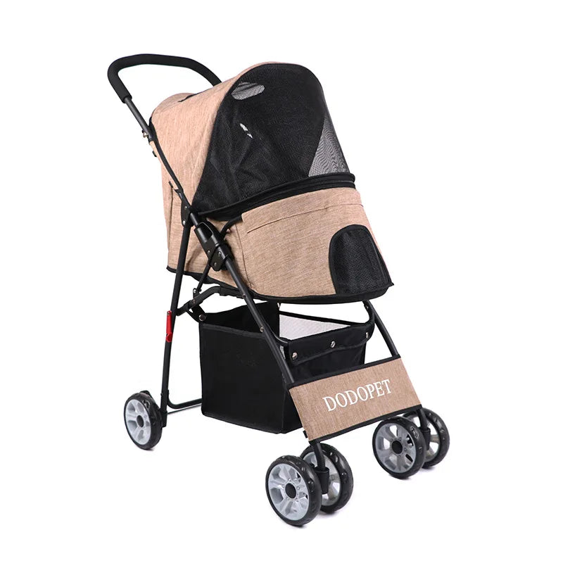 Lightweight Foldable Luxury Pet Travel Stroller for Small Dogs & Cats — Fashion Portable Outdoor Carrier