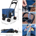 Shockproof 4-Wheel Foldable Pet Stroller for Small, Medium & Large Dogs & Cats — Breathable Outdoor Carrier