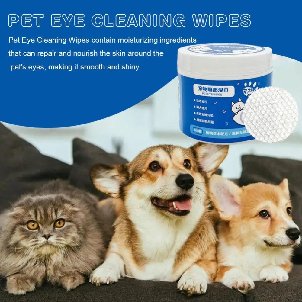 Pet Eye Wipes — 100-Count Gentle Cleaning Pads for Dogs & Cats