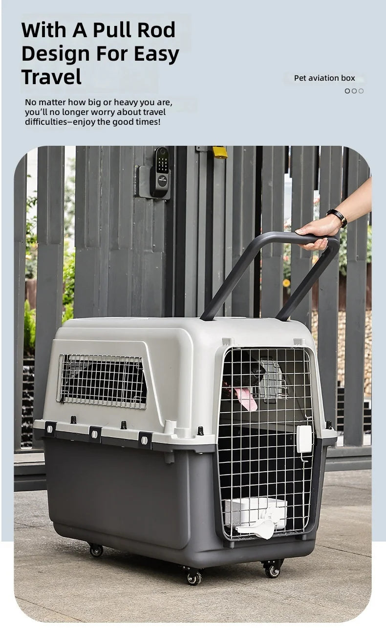 Large Airline-Approved PP Hard-Shell Pet Travel Crate & Portable Kennel for Cats & Dogs