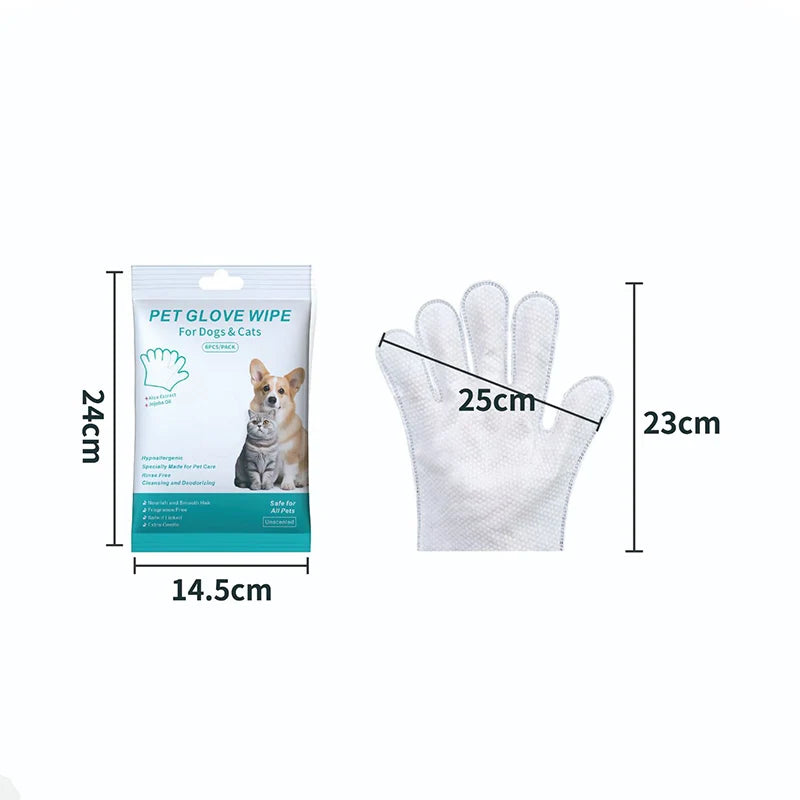 Rinse-Free Pet Bathing Gloves — Unscented Grooming Wipes for Dogs & Cats
