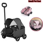 Foldable 4-Wheel Pet Cart with Sun Cover for Small Dogs & Cats