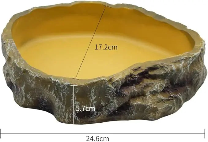 Resin Rock Food & Water Bowl for Reptiles — Naturalistic Terrarium Dish