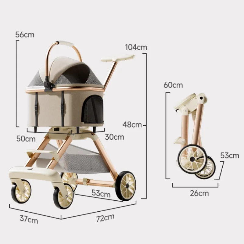 Portable Detachable Foldable Cat & Dog Stroller Cart for Outdoor Travel