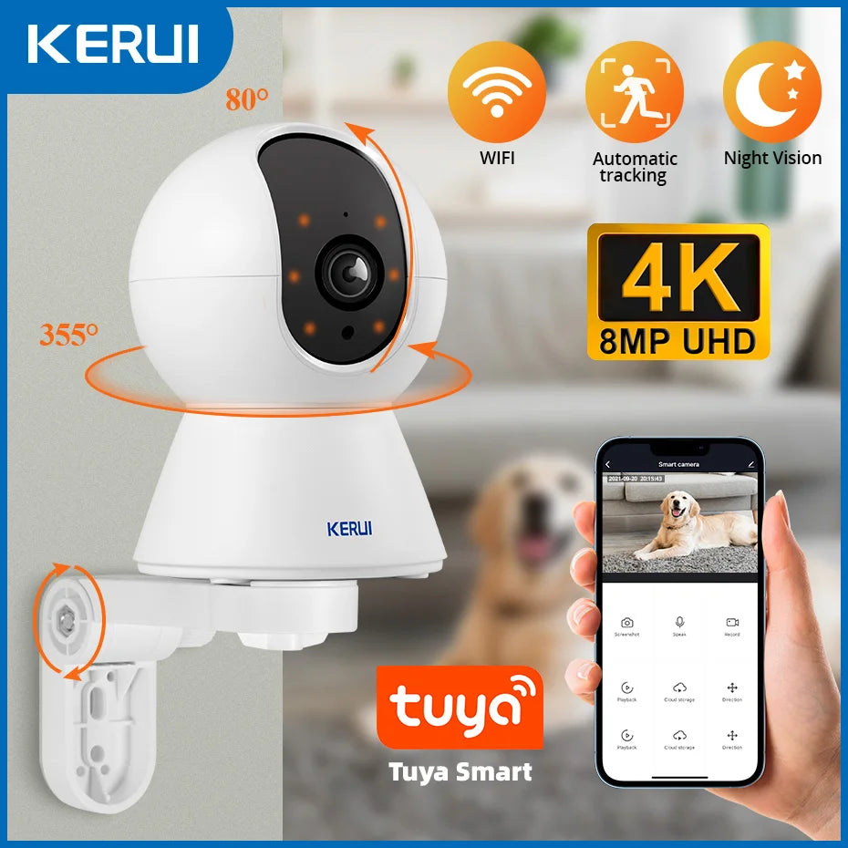 KERUI 4K WiFi Tuya Smart Camera for Pets with Night Vision